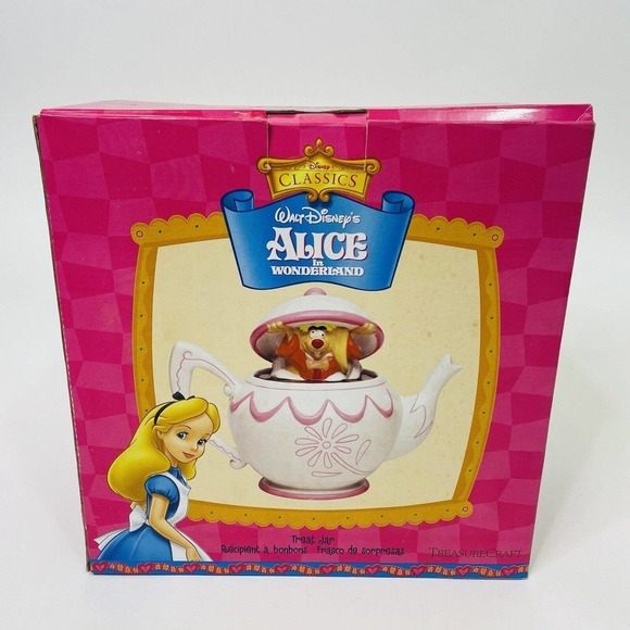 Disney Treasure Craft Alice in Wonderland Teapot Treat jar cookie jar In Box - Picture 4 of 9